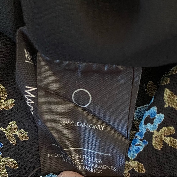 Reformation black blue floral print collared 1/2 button short sleeve mini dress - Picture 13 of 13